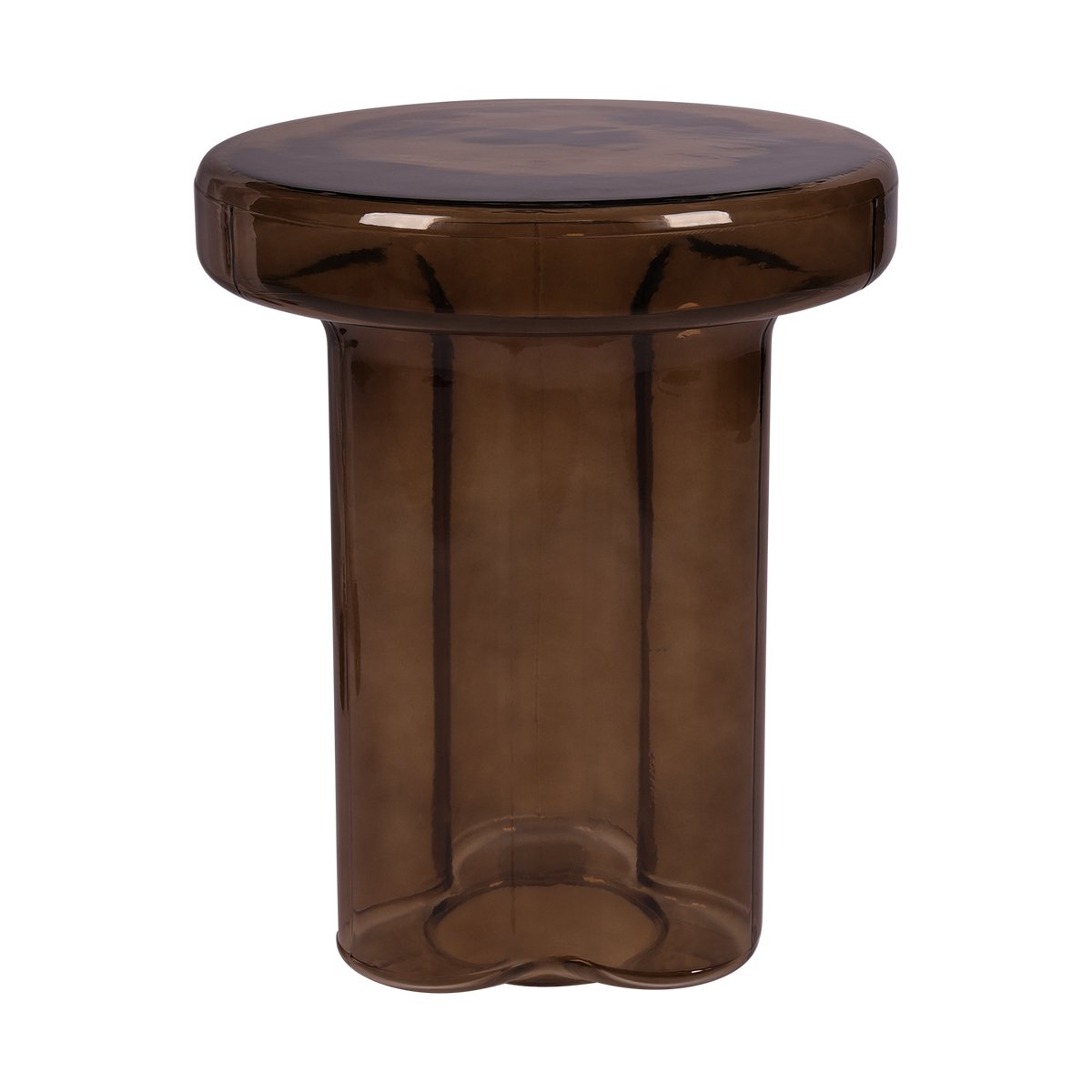 Atmooz Abbey Bijzettafel - Glazen Salontafel - Ø39 x H46 cm - Moderne Accenttafel - Ronde Salontafel voor Woonkamer of Slaapkamer - Bruin Glas