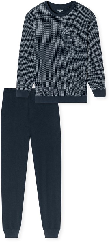 Schiesser Pyjama lang Comfort Essentials - Pyjamaset Heren - nachtblauw
