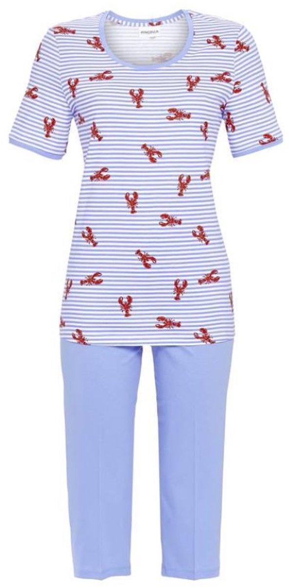 Ringella Gestreepte katoenen pyjama kreeften - Blauw - Maat - 38