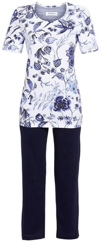 Blauwe bloemen pyjama van Ringella - Blauw - Maat - 38
