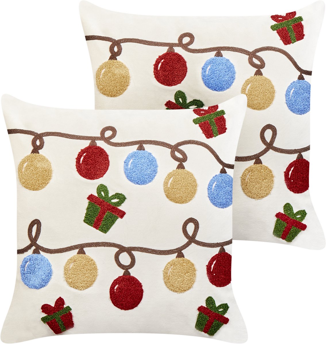 Beliani PALMIER - Sierkussen set van 2 - Gebroken wit - 45 x 45 cm - Fluweel