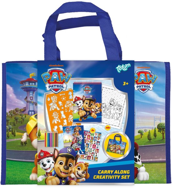 PAW Patrol speelgoed Totum luxe vakantie teken- sticker en kleurmap - carry along set voor uit en thuis - creatief speelgoed junior tekenen kleuren stickeren vanaf 3 jaar