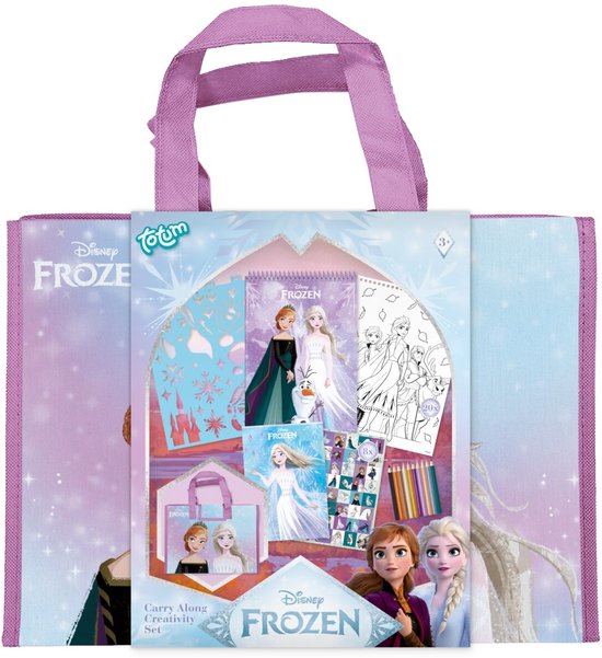 Disney Frozen XL set de vacances pochette de dessin, d'autocollants et de coloriage - set à emporter pour la maison et les voyages - jouet créatif junior dessin coloriage autocollants à partir de 3 ans