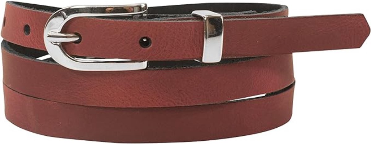 Leren Riem voor Dames - Smalle Lederen Riem met Zilveren Gesp - Stijlvol Cadeau voor Dagelijks Gebruik - 110 cm - 1 Stuk - Pruim-althea - van Imperatoris