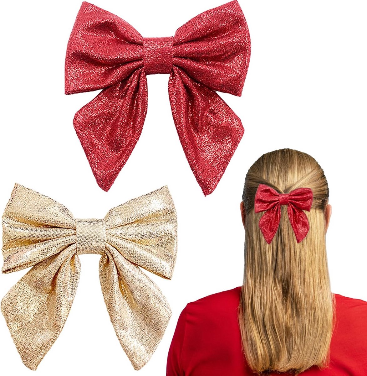 2 Stuks Metalen Haarclips met Glitter Boog voor Dames en Meisjes