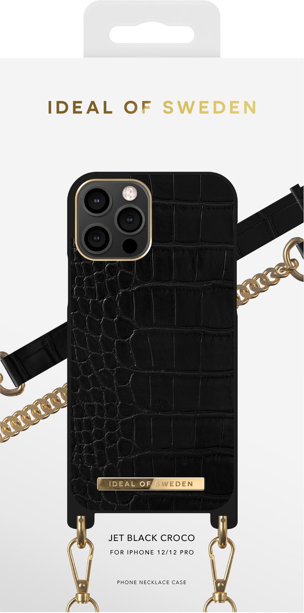 iDeal of Sweden Phone Necklace Case voor iPhone 12/12 Pro Jet Black Croco