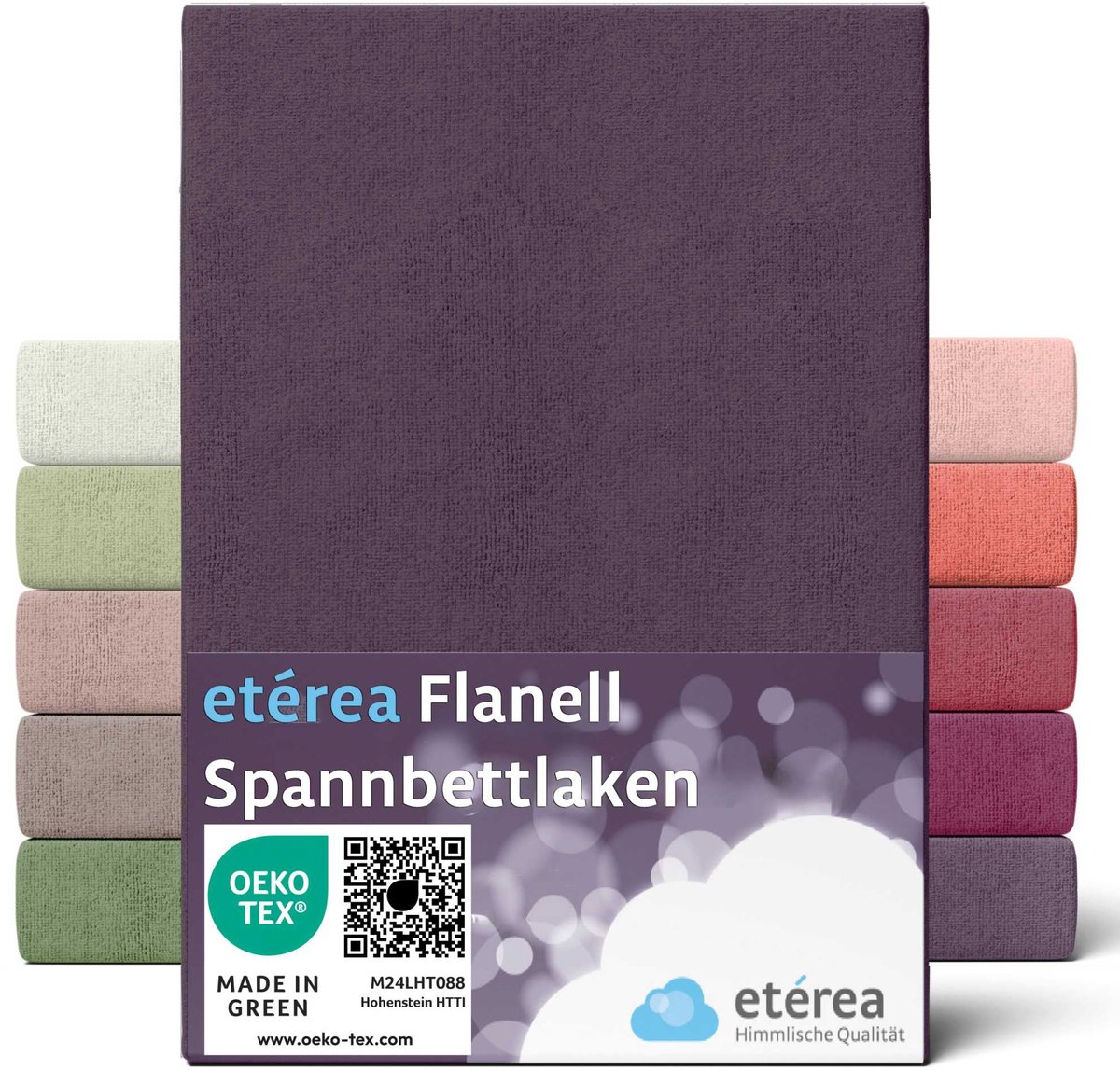 etérea Flanellen hoeslaken 90x200 - 100x200 cm - 100% Katoen - Paars