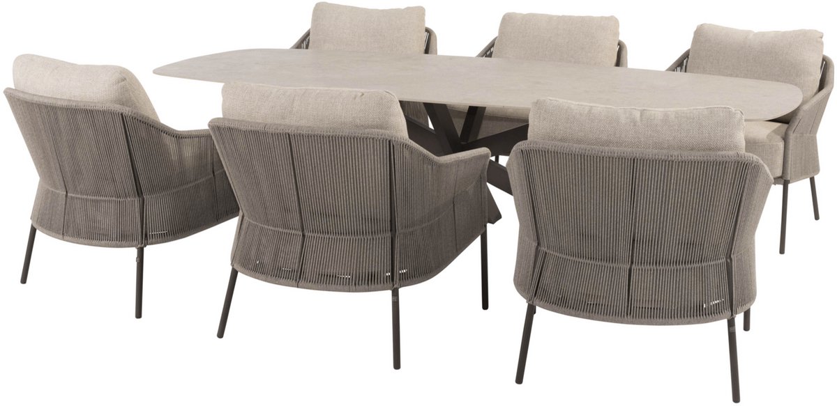 Nevada Florence low dining tuinset 250x105xH69 cm 7 delig keramiek terre Taste 4SO