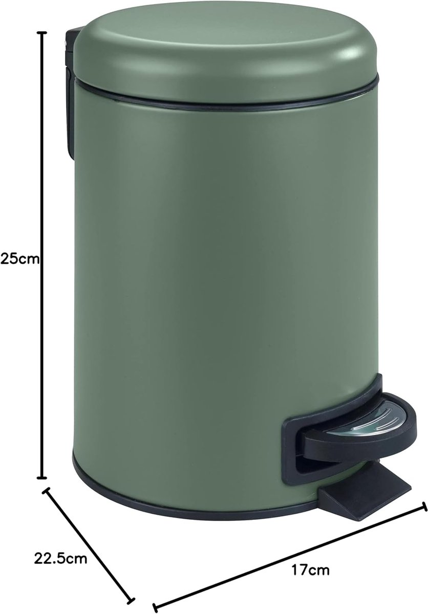 Badkamer Prullenbak, Leman Groen, cosmetica-pedaalemmer, 3 liter