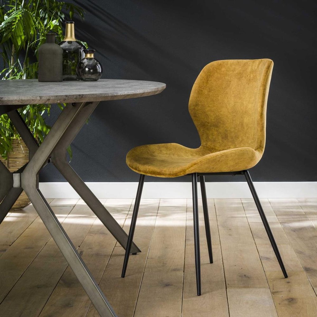 G***-M Giga Meubel Eetkamerstoel Velvet - Goud - Set van 2 Goudkleurig