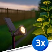Solar tuinverlichting prikspot 'Highlight' - Voordeelset 3 stuks - Warm wit licht - Spots op zonne-energie - Zwart - Buitenverlichting op zonne-energie