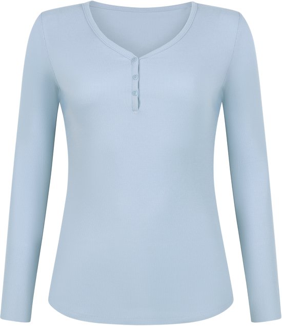Foto: Hunkem ller pyjamatop met lange mouwen henley blauw xl