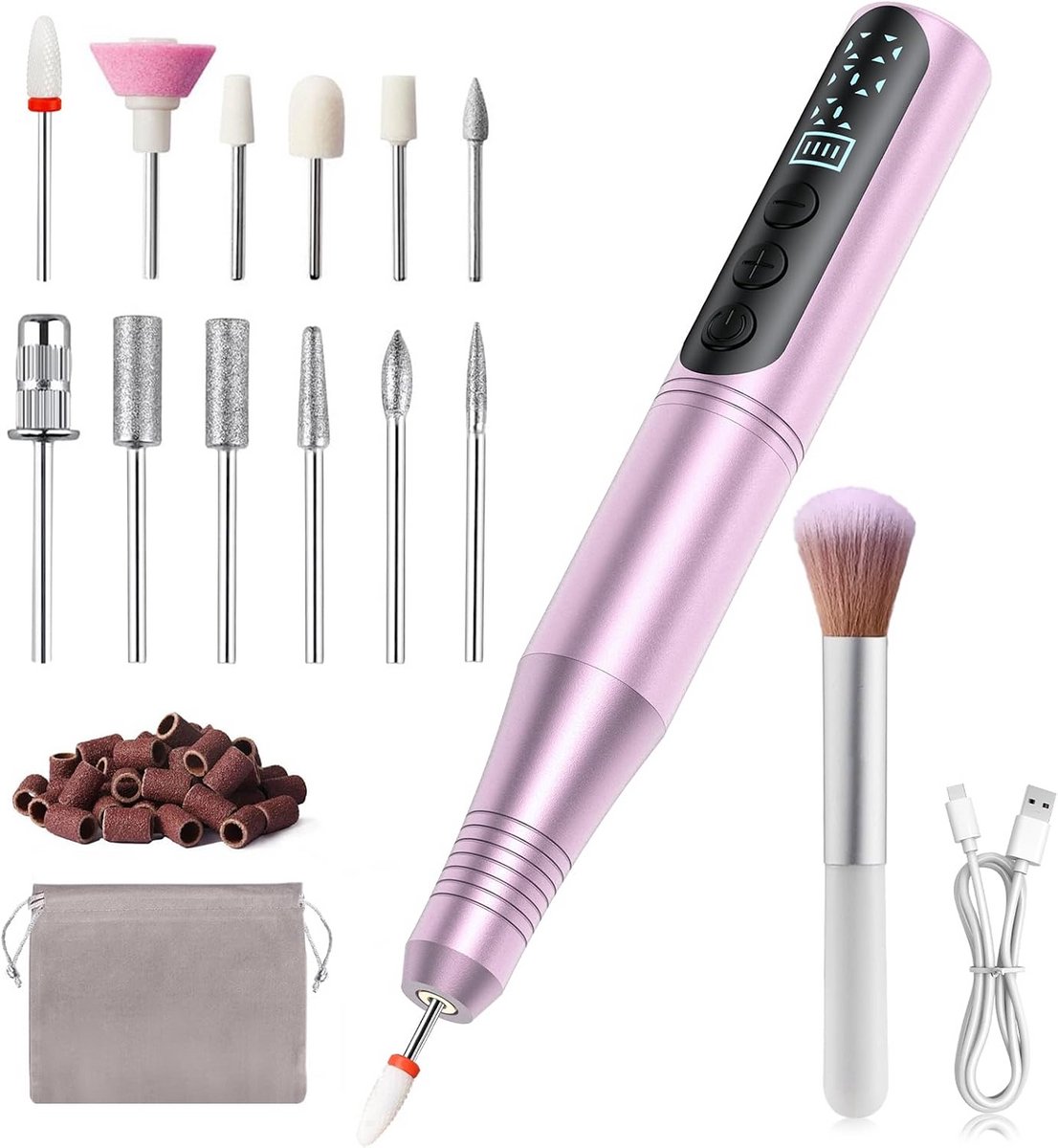 Professionele Draagbare Nagelfrees Set - 20.000 RPM, Oplaadbaar & LCD