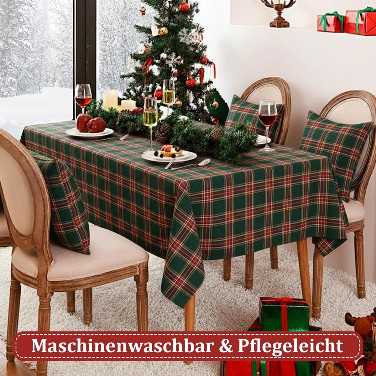 Kerst Tafelkleed 140x260cm Rood en Groen