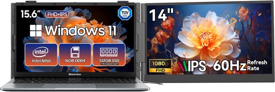 Blackview AceBook 6 Laptop 15,6 inch Full HD - 16 GB RAM - 256 GB + SCM6 14" Draagbare Monitor Combinatiepakket, FHD+ IPS Scherm, Dual-band WiFi,Kantoor & Entertainment Set (Grijs) - Blackview - Hoofdafbeelding