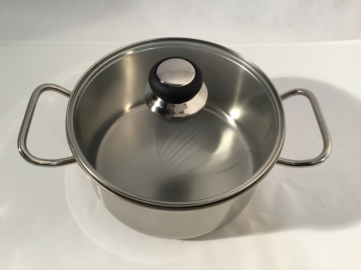 Sitram Lido lage kookpot 20 cm inox met glas deksel