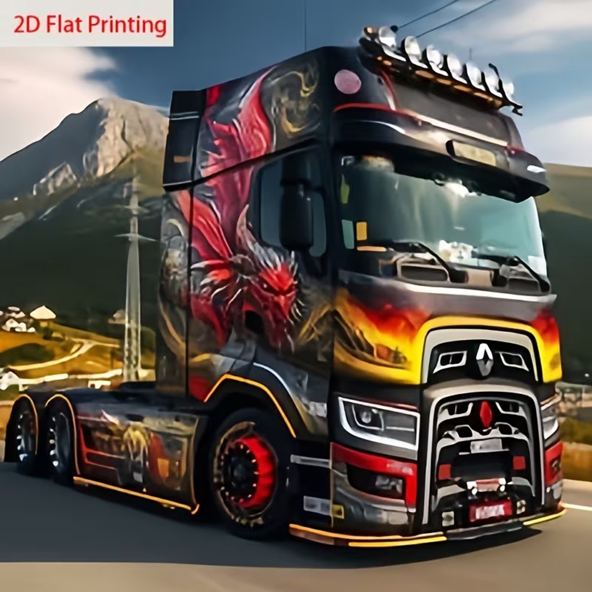 Diamond Painting Truck - Reanault- sierlijke kleuren in de bergen mooi om te maken 40 x 40 cm