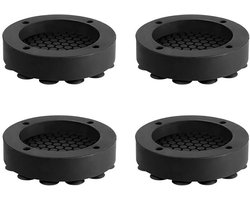 Vier schokabsorberende voetjes voor wasmachines; verbeterde wasmachinevoetjes die slijtvast, antislip en schokabsorberend zijn.