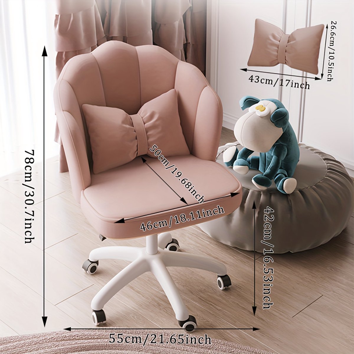 Ergonomische bureaustoel-Bureaustoelen voor volwassenen-Bureau Stoel met Fluweelblad thumbnail 5