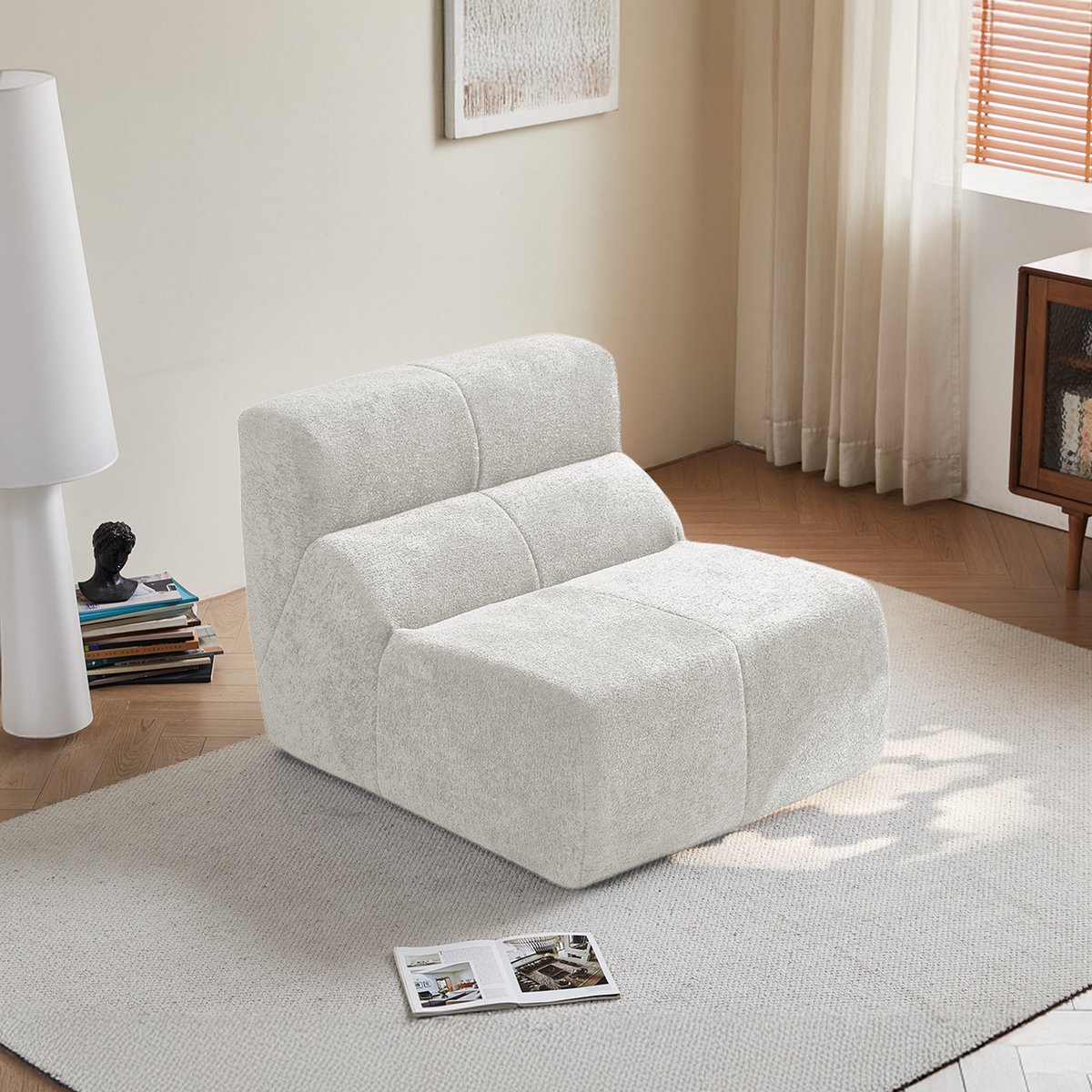 Zubaliya Wolkenzachte Fauteuil - Luxe Regenboog Fluweel Stoel - Witte Enkelzitter Geen Montage