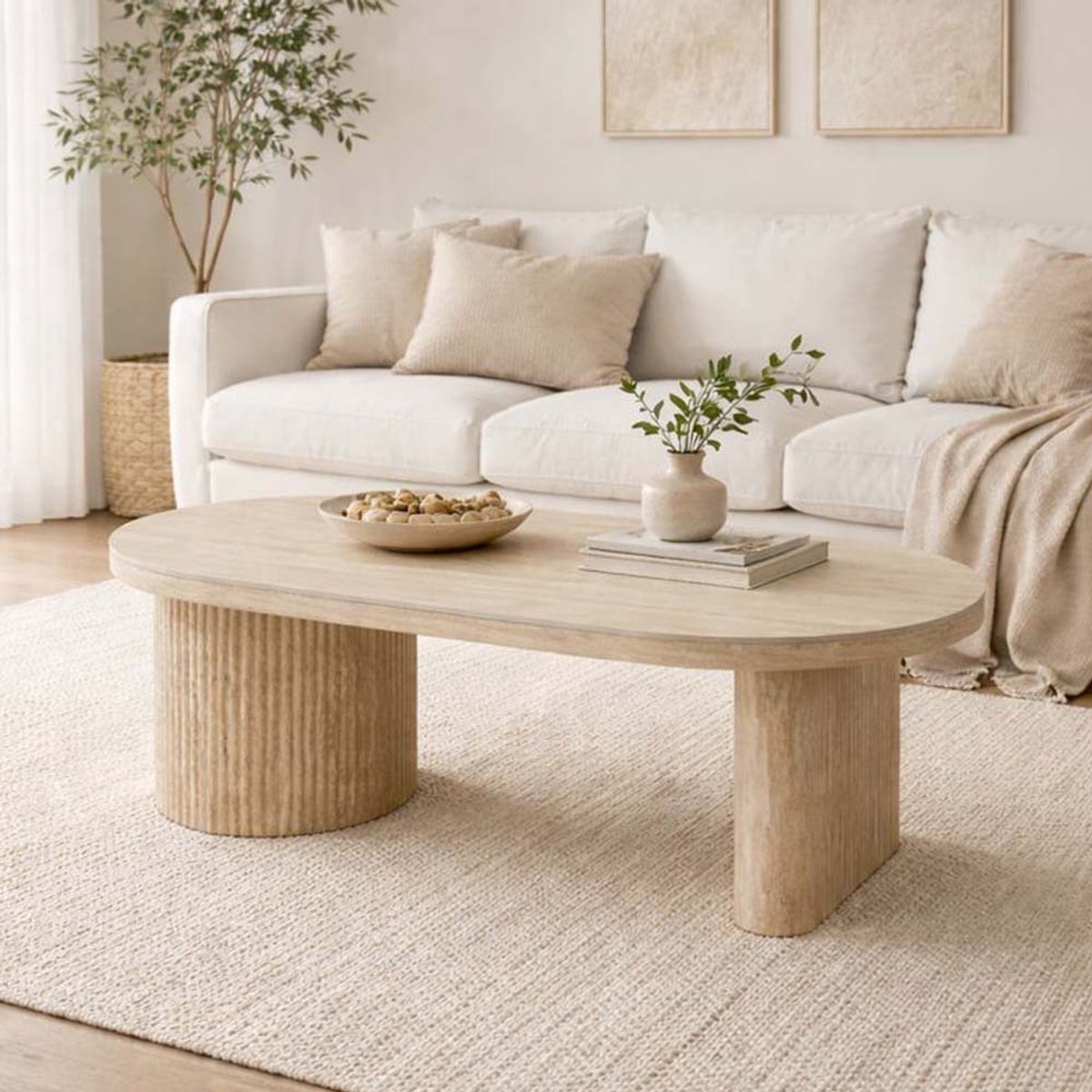 Milton & Oldbrook Salontafel 130 cm Kavala Travertinlook Beige