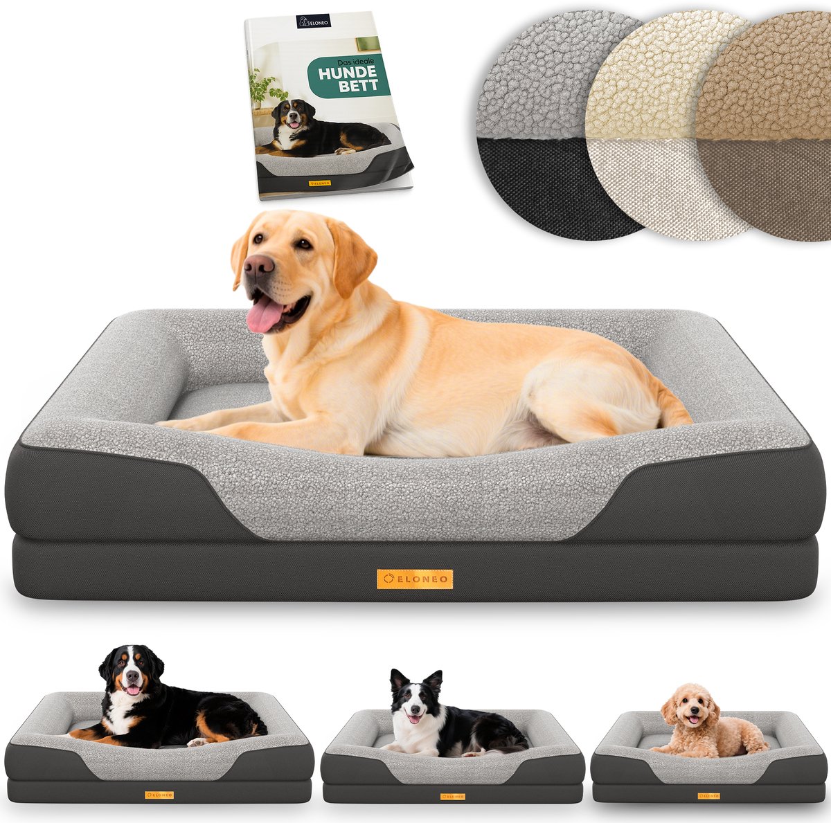 ELONEO Orthopedisch Hondenbed – L – Grijs