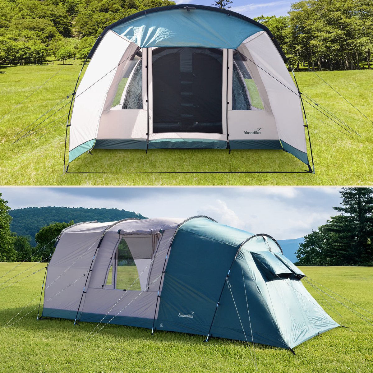 Skandika tunneltent Hafslo 4 Sleeper Protect - Tent voor camping, 4 personen, waterdicht, met ingenaaide tentvloer, 5000 mm waterkolom, voortent en donkere slaapcabine | Tent, familietent – foto 8