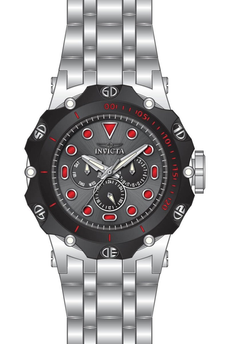 Invicta Reserve 49185 Heren Horloge - Waterdicht - Analoog - Quartz Uurwerk - Roestvrij Staal met Grijze Wijzerplaat - 51mm