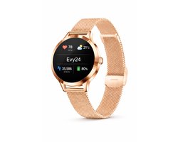 Evy24 Smartwatch Dames 35mm – AMOLED Smartwatch Horloge – Stappenteller, Slaapmonitor & Saturatiemeter – Bluetooth Bellen – Fitness Tracker voor Android & iOS – Rosé