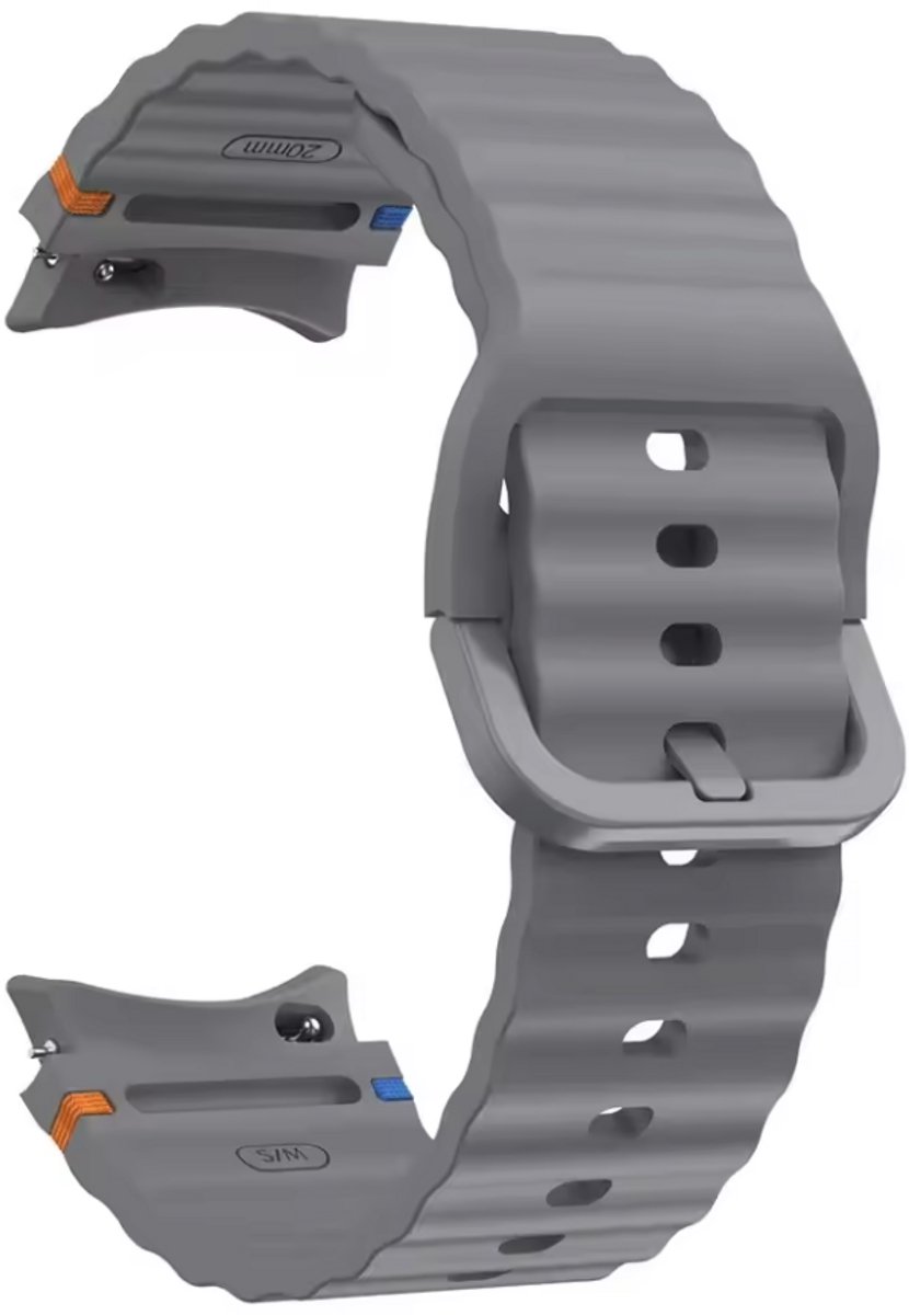 Donkergrijs siliconen bandje geschikt voor Samsung Galaxy Watch 7 - Galaxy watch 6 classic en 5 pro 40 en 44mm - Donker grijs - Siliconen - CHPN