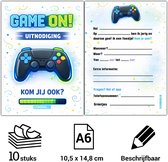 Uitnodiging kinderfeestje - Voordeelset 20 stuks - Thema Gaming - Beschrijfbaar - Uitnodigingskaarten - Uitnodiging verjaardag - uitnodiging verjaardag feest - Uitnodiging kinderfeestje Jongen of Meisje - Uitnodiging feestje - uitnodigingen