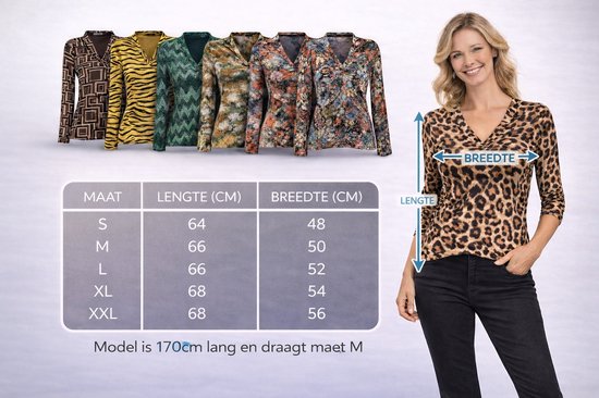 Angelle Milan - Vêtements de voyage pour femmes - Chemisier glamour vert - Respirant - Infroissable - Robe durable - En 5 tailles - Taille L