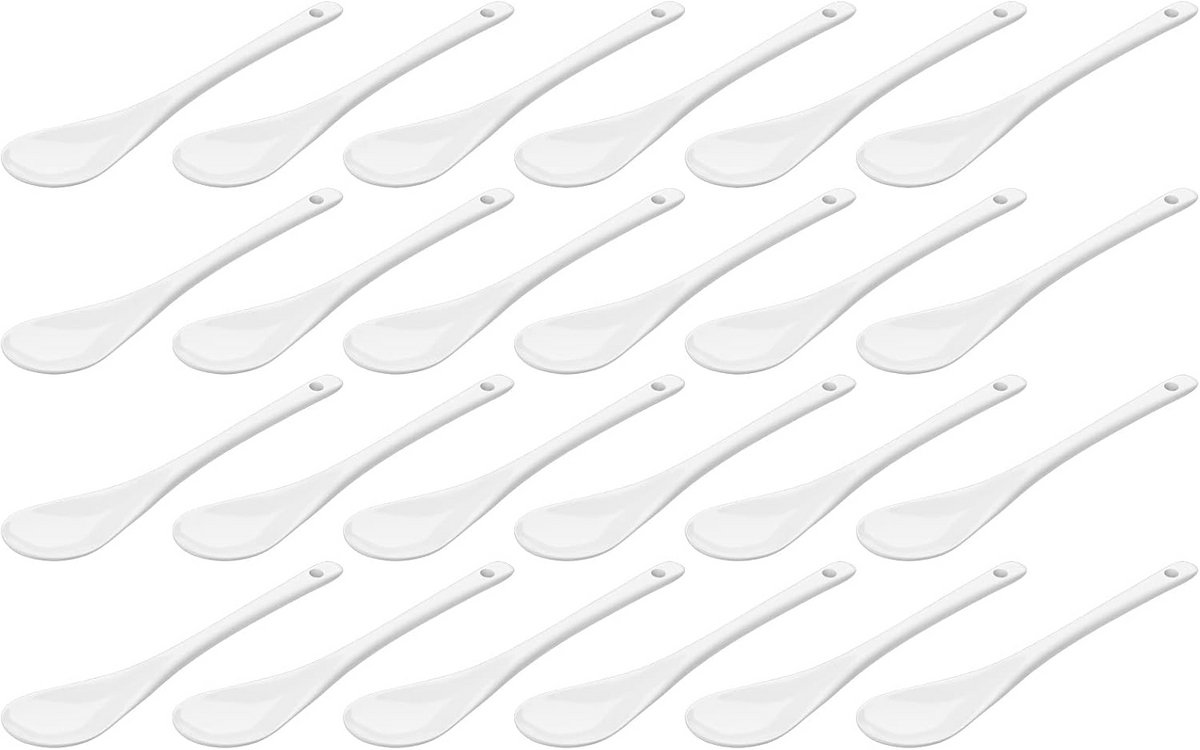 Porseleinen Lepelset (24 stuks) - Eierlepels, Koffielepels en Dessertlepels in Wit