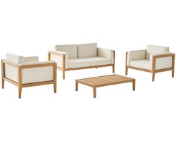 sweeek - Loungeset 4 zitplaatsen en tafeltje hout voor buiten - oruni