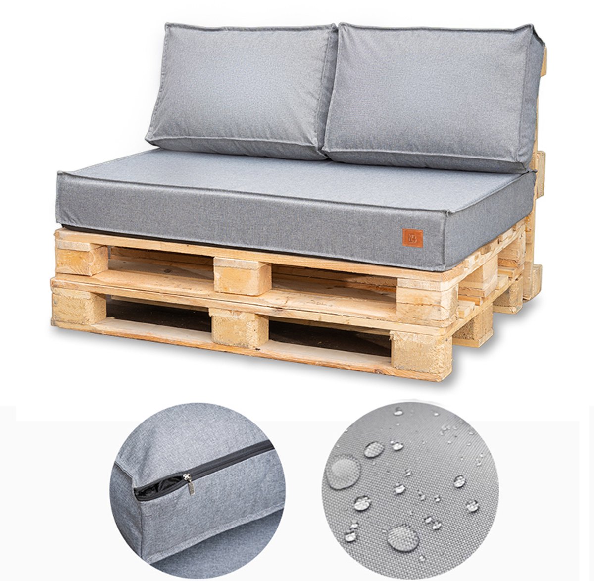 Blomster Outdoor - Tuinkussens Set voor Palletmeubels - Waterafstotend - Europallet - 120x80x15 cm