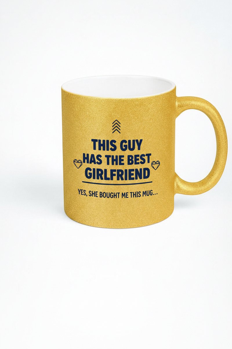 Gouden Glitter Mok 'Beste Vriendin Cadeau' voor Hem - Grappige Man Mok