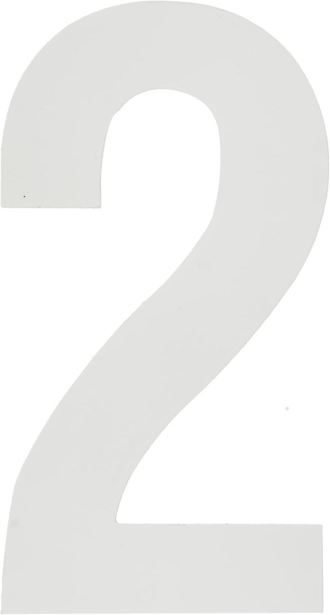 Zelfklevende Vinyl Nummer Sticker Hoogte 75 mm - Nummer 2 (4 Stuks)