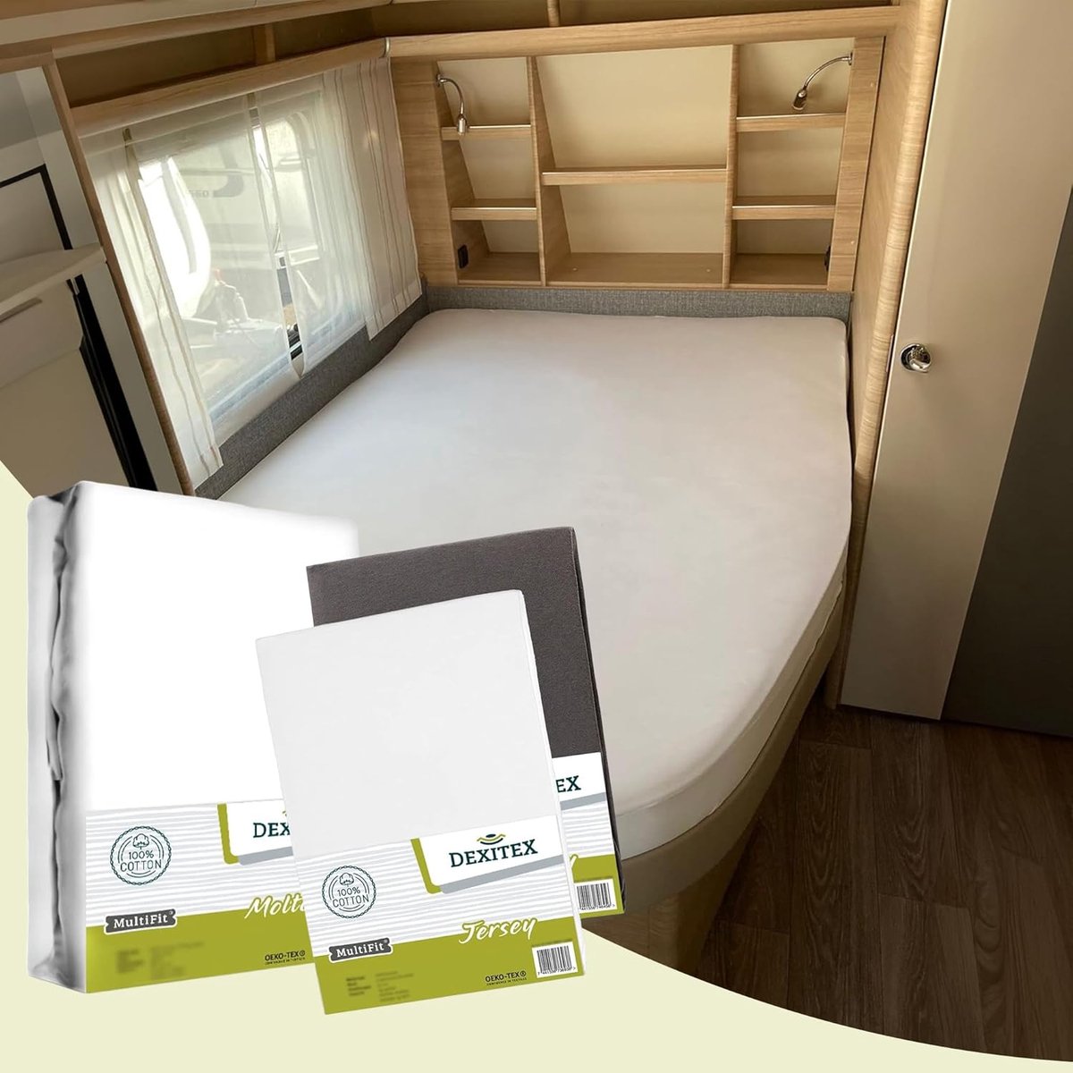 Dexitex Frans bed textielpakket met 1 molton en 2 jersey hoeslakens,RECHTS