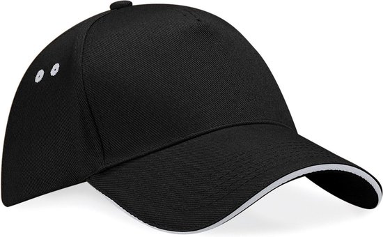 Beechfield Ultimate 5 Panel Cap - Sandwich Peak Black/Light Grey