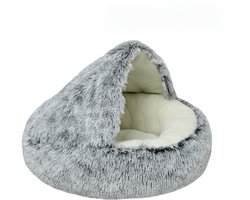 Cave kattenmand 60cm - kalmerend en angstverlichtend - voor honden/katten - donut - grijs