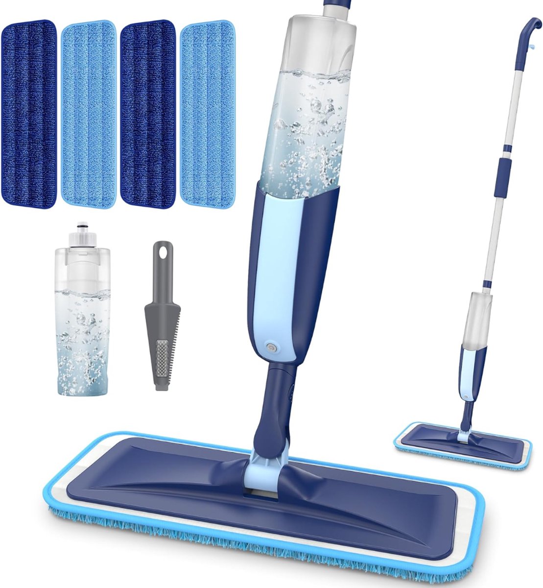 Aurixi® Dweil Met Spray - Dweil - Mop - Blauw - 39cm x 13cm x 120cm