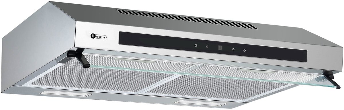 Helvetia Afzuigkap 2 motoren HCT60C39X1 - RVS -385 m³/u - meegeleverde koolstoffilters - 2 LED lampen - 13 cm Hoog - Afvoer of recirculatie