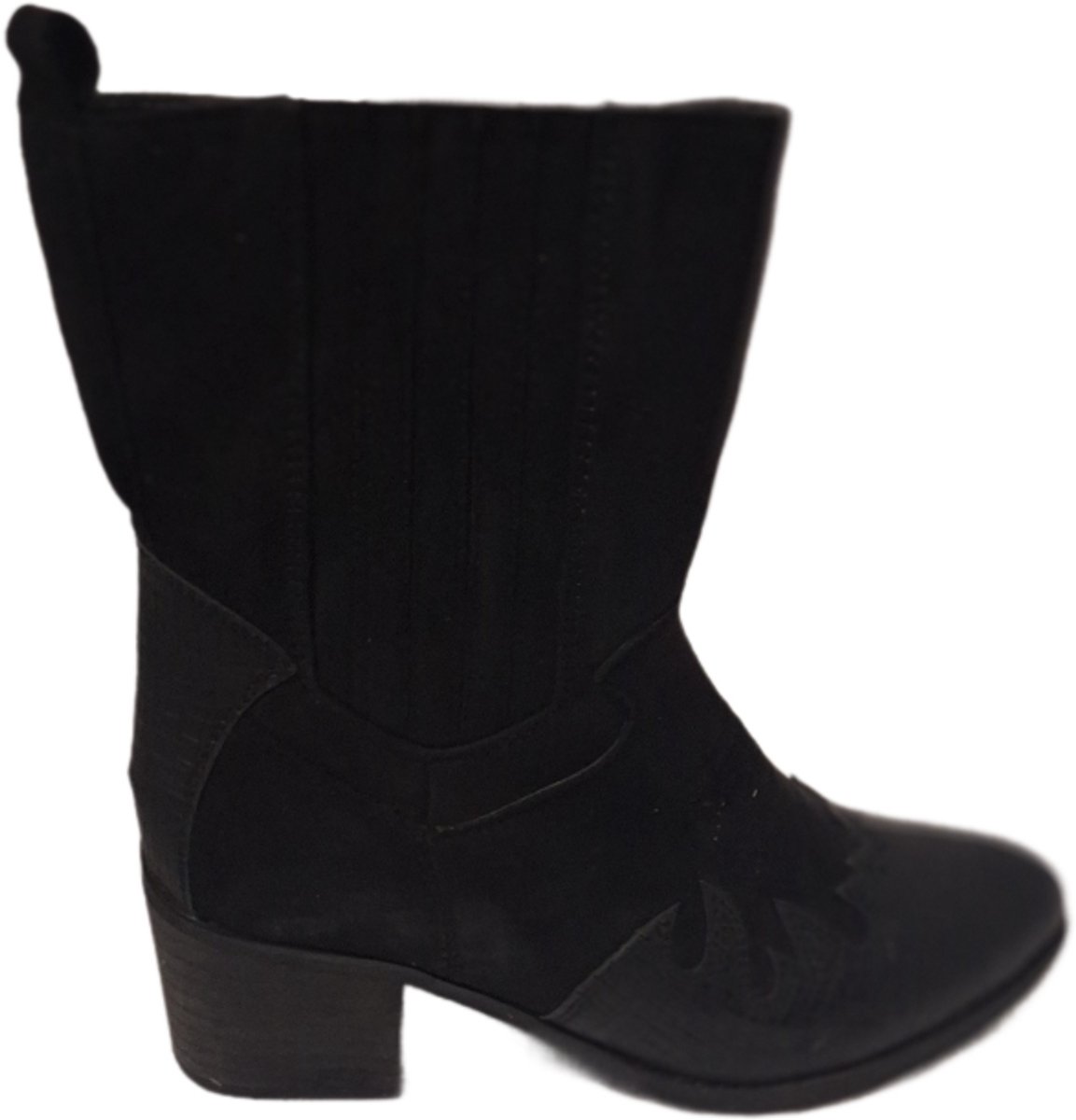 SUPERMODE -COWBOY BOOTS-BLACK-SUEDELOOK-5CM HAK-38