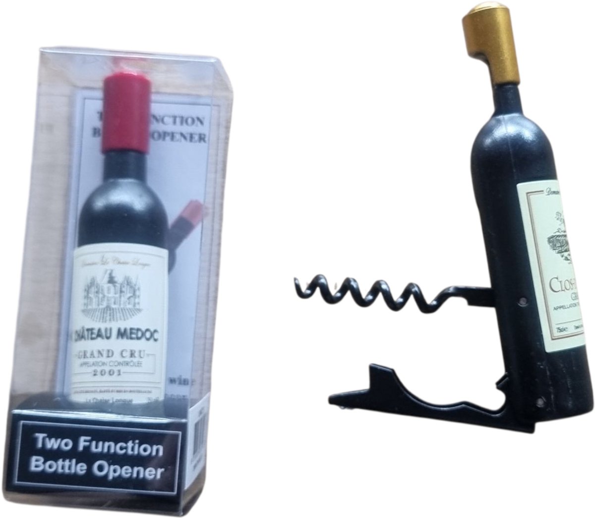 Wijn / bier opener met magneet in de vorm van flesje