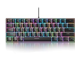 Toetsenborden – Gamingtoetsenbord – Mechanisch Gaming Toetsenbord – RGB-achtergrondverlichting, 61 toetsen – Magnetische schakelaars – Ultracompact toetsenbord – Ergonomisch – Toetsenbord voor kantoorcomputers – Zwart