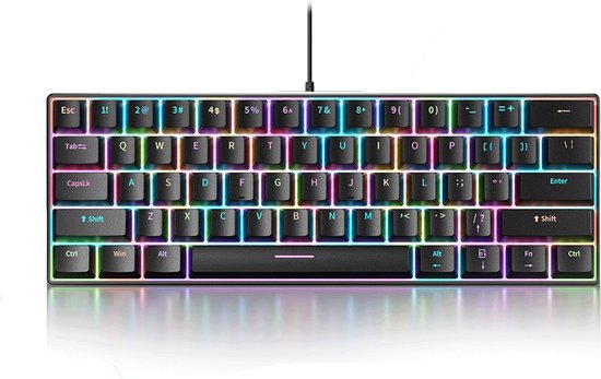 Toetsenborden - Gamingtoetsenbord - Mechanisch Gaming Toetsenbord - RGB-achtergrondverlichting, 61 toetsen - Magnetische schakelaars - Ultracompact toetsenbord - Ergonomisch - Toetsenbord voor kantoorcomputers - Zwart