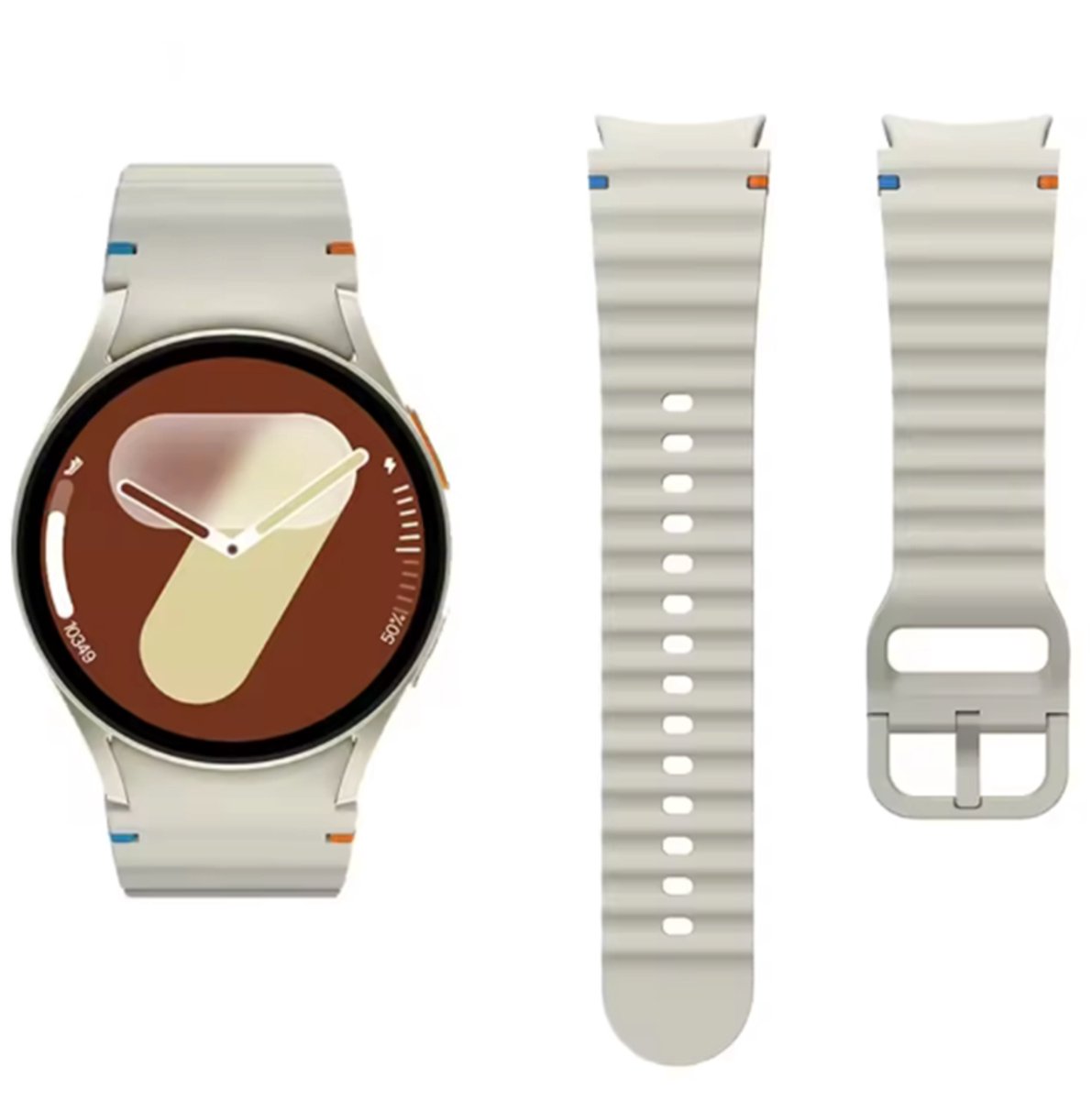 Starlight kleurig siliconen bandje geschikt voor Samsung Galaxy Watch 7 - Galaxy watch 6 classic en 5 pro 40 en 44mm - Crèmekleurig - Siliconen - CHPN
