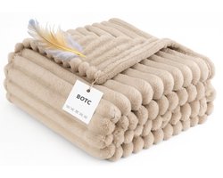 BOTC Luxe Fleece deken - Plaid - Super Zacht, Warm en Donzig - Cadeau - 150x200cm - Lichtbruin
