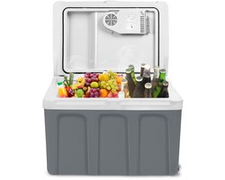 Froadp Elektrische Koelbox Auto 48L Koelkast 12V 230V Koelbox Verwarmt & Koelt ECO-modus met Kabel Draagbare Camping Koelbox voor Auto Camper Boot Camper, Grijs