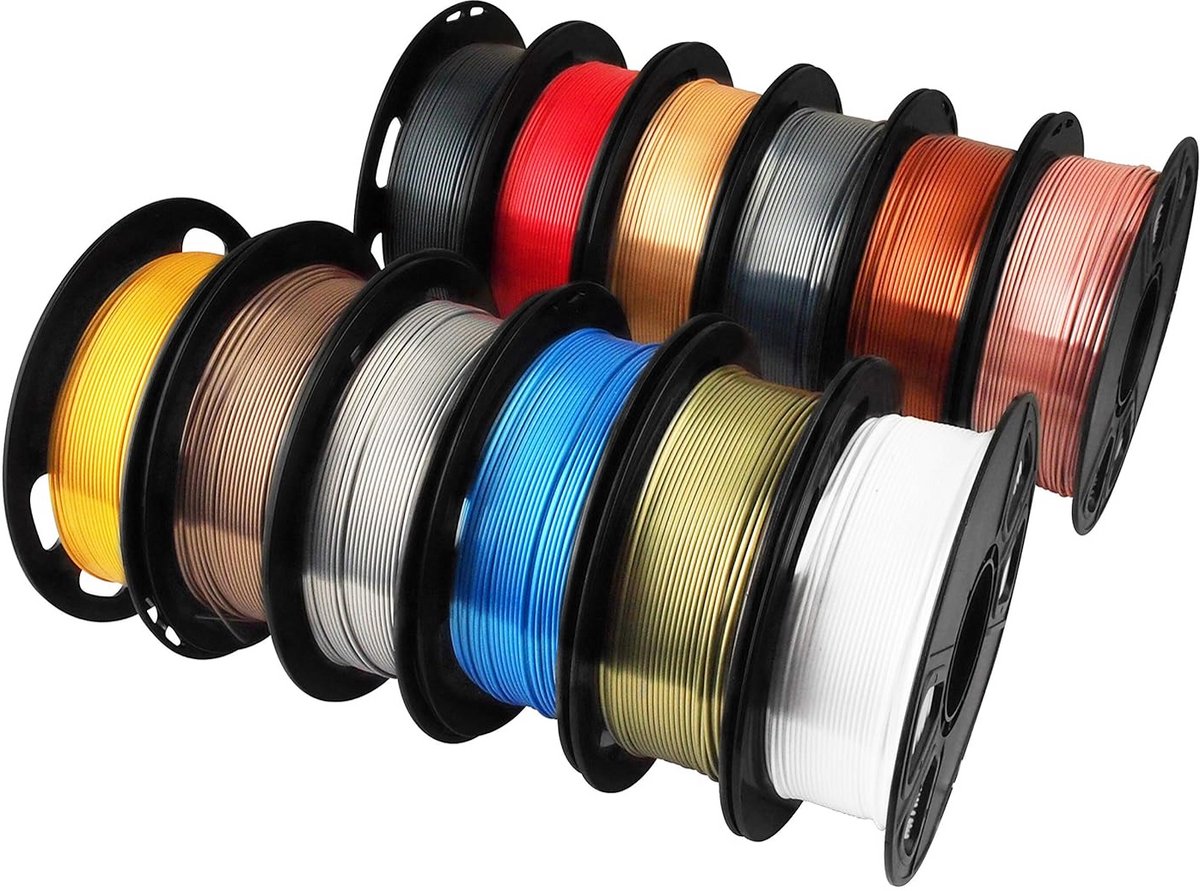 Glinsterend Zijde Metallic PLA 3D Printer Filament Bundel - 12 Kleuren, 1.75mm Breed